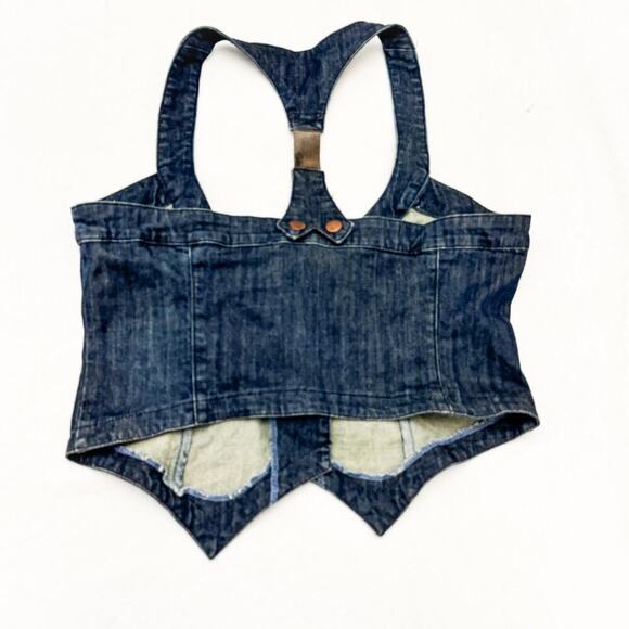 Marianne Dark Wash Denim Sleeveless Vest Jacket Size XL - Picture 2 of 4